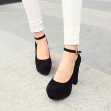 Free shipping women s pumps with ankle lace sexy waterproof matte rough round wild wedding shoes