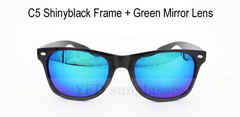 C5 shinyblack frame green mirror lens