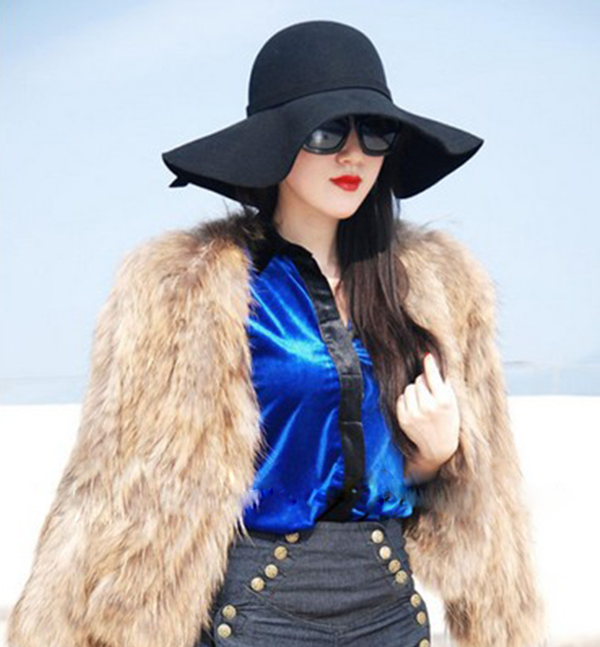 new 2015 New Stylish Vintage Women s Lady with Wide Brim Wool Bowler Fedora Hat Floppy