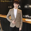 2016 Real Rushed Regular Full Veste Homme Blazers Masculino Good Quality Linen Solid Color Slim Grey