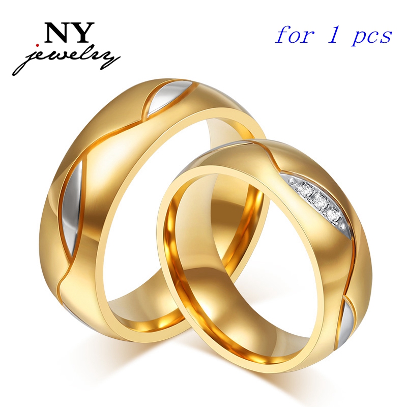 Hot sale AAA CZ couple rings for women men 18k gold engagement wedding ring 2015 fashion