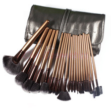 21 Pieces Professional Makeup Brush Sets Black Golden Synthetic Hair Ultra fine with Silver gray Leather