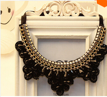 2015 new fashion statement jewelry Handmade False Collar Necklace Black Crystal Beads Women Charm Choker Necklace