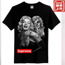 2014 summer new shirt Marilyn Monroe tattoo sexy male BF cotton short-sleeved T-shirt tee BOX street rock tee