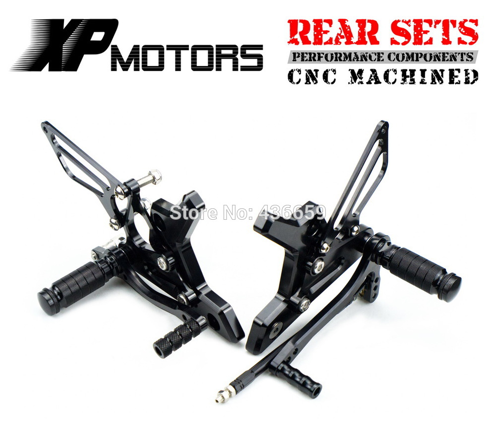 Black Race CNC Foot Control Kit Adjustable Foot Pegs Rear Sets For font b Kawasaki b