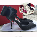 Real Photo 2016 New Luxury Designer Brand Shoes Women Satin Wedding Shoes Bowtie High Heels 10CM