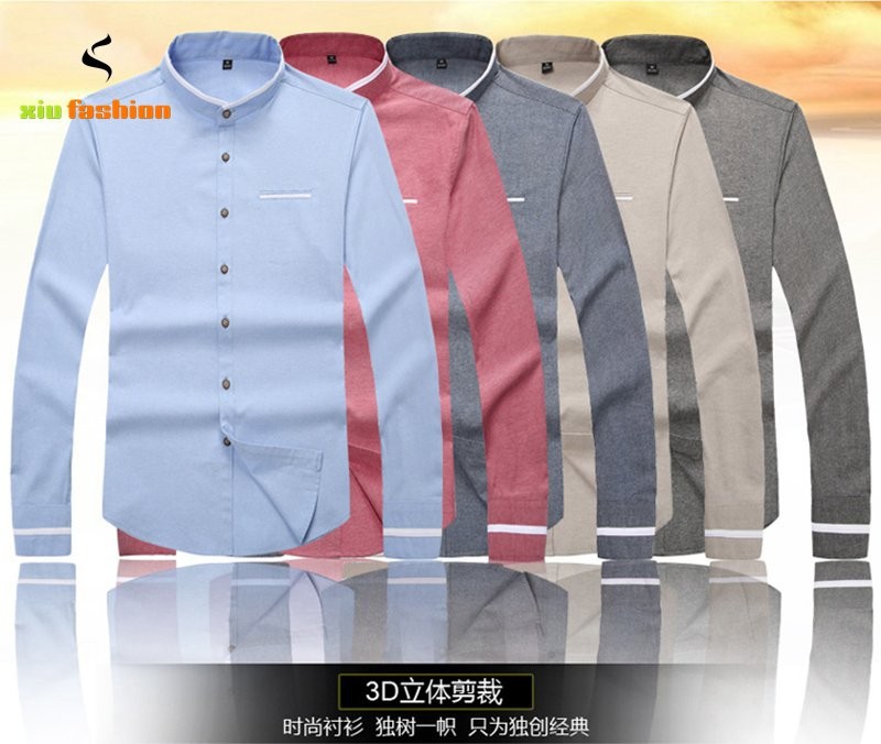 Top Cotton Business Men\'s shirts 2015 Autumn New Soild Mens Dress Shirts Camisa Social M-5XL Long Sleeve Cheap Male Clothing (28)
