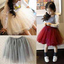 2016 New summer style lovely fluffy soft tulle girls tutu skirt pettiskirt 4 colors girls skirts for 3-14 years old GD0058