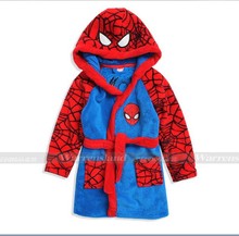 2014 new autumn winter baby boy clothing Spider-Man coral fleece bath robe soft infant clothes kids bathrobe towel tracksuit