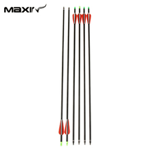 6pcs lot Replaceable Arrowhead 30 75cm Archery Carbon Arrows Suppliers Mixed Carbon Spine 500 for compound