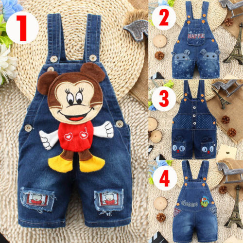 2014 NEW Newborn Baby Girls Boys Kids Overalls Denim Jeans bear Rompers Playsuits Clothes
