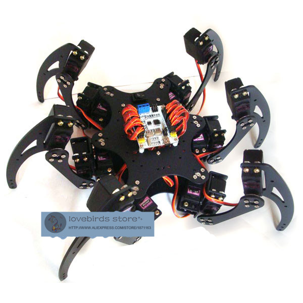 18 DOF Aluminum Hexapod spider robot Machine insects LD-1501MG /  LDX-335MG Digital servos 32 channels control board