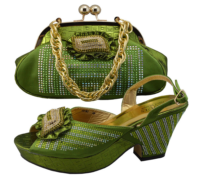 quality,open toe heels sandal african shoes and bag set army green ...