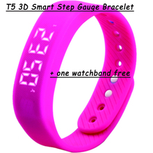 Hot Sport 3D Step Gauge Smart Wristband Fashion Candy Calories Bracelet Watch Step Meter Time Date Distance Wrist+one band free