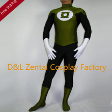 Free Shipping DHL Adult Army Green & Black Green Lantern Superhero Costume Halloween Party Cosplay Lycra Zentai Suit SH1807