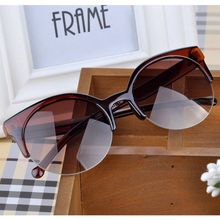 2015 Summer Style Cat Eye Sunglasses Women Eyewear Semi Rimless Sunglasses Super Round Circle Cat Eye