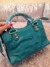 Free Shipping Top QUALITY Import Cowhide Leather lady Fashion Handbag Woman shoulder bag Fashion GOLD RIVETS