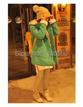 New Hot! 2014 Fashion Korea Style Hoodie Winter Jacket Women Flocking Lined Warm Loose Long Jackets Coat Casual Overcoat XXL