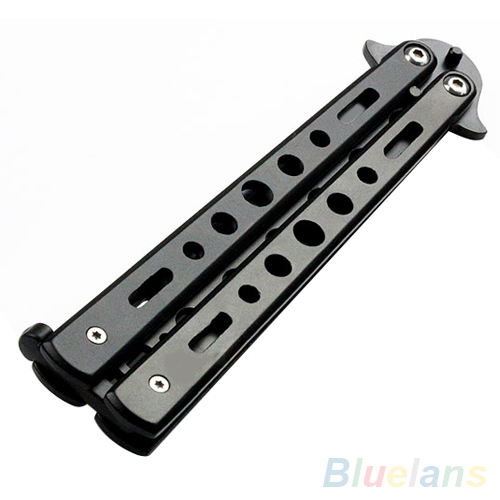 Hot Black Metal Practice Butterfly Trainer Training Knife Dull Tool 1QBE 34WZ