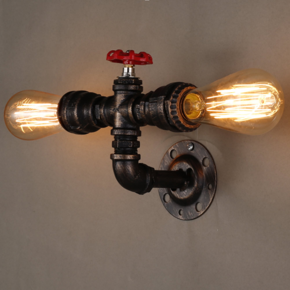 Wall Lights Vintage E27 Plated Loft Iron Wall Lamp Retro Industrial Bathroom Stair Antique Lamp Luminaria water pipe new hot