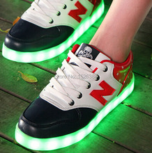Free Shipping Men Women Breathable Sneakers 8 Colors LED Luminous Shoes USB Charging Lighted Shoes Low High Casual Flat Shoes