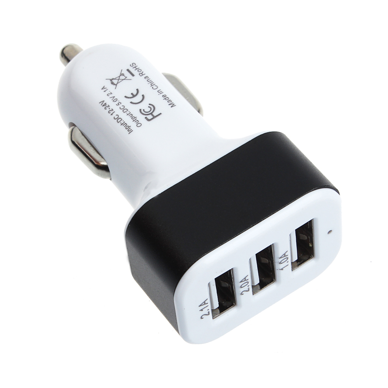 1PC Micro Auto Car Universal DC 12V 24V To 5V 3Port USB Charger Adapter For Smart
