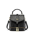 Women Simple Fashion MINI Backpack Sweet Style Ladylike Embossing Small Bag Belt Buckle Bottom Zipper Ornament