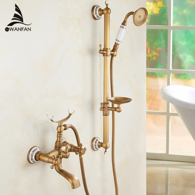 Free Shipping Wholesale And Retail New Ceramic Style Handheld Bathtub Faucet Wall Mounted Bathroom Tub Mixer Faucet HA-001