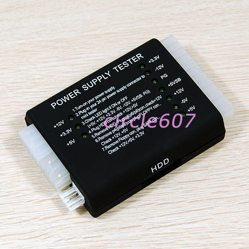 A96 Free Shipping Black PC 20 24 Pin PSU ATX SATA HD Power Supply Tester