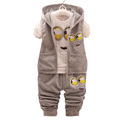 Autumn Toddler Despicable Me Minions Clothing Set For Kids Boy Hooded Waistcoat Cartoon T Shirt Top