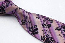 NT0287 Purple Pink Floral Man s Classic Business Wedding Party Tie Fashion Luxury Jacquard Woven Silk