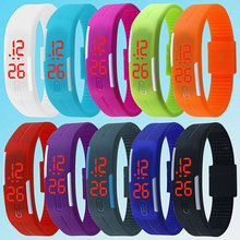 Hombre de silicona LED rojo se divierte la pulsera de reloj táctil reloj de pulsera Digital
