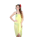 2016 Fashion Women Summer Solid Color Sarong Bikini Cover Ups Sexy Dresses Beach Scarf Tunic Swimwear