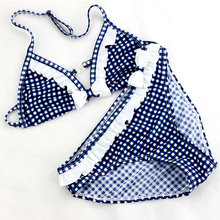Cute Plaid Swimsuit 2016 New Summer Children Split Two-piece Swimsuit Girls Bikini Girls Beautiful Bikini Children’s Swimwear