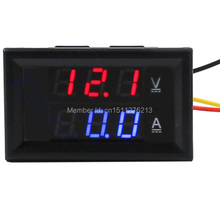 Amperímetro del voltímetro del coche LED azul + rojo Digital Mini DC 0 – 100 V / 0-10A Panel del amperímetro del voltímetro Digital de doble 5L