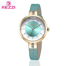 KEZZI Brand Charming Ladies Watches Embossing Floral Leather Strap Wristwatches Japan Quartz Watches for Small Wrist k1262