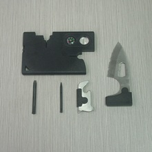 Credit card size multi tools with tactical knife compass magnifying glass saw screwdriver can opener tweezers toothpick ruler