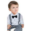 54 2016 summer baby boy clothing set bow jumpsuits for a boy turn down collar Baby