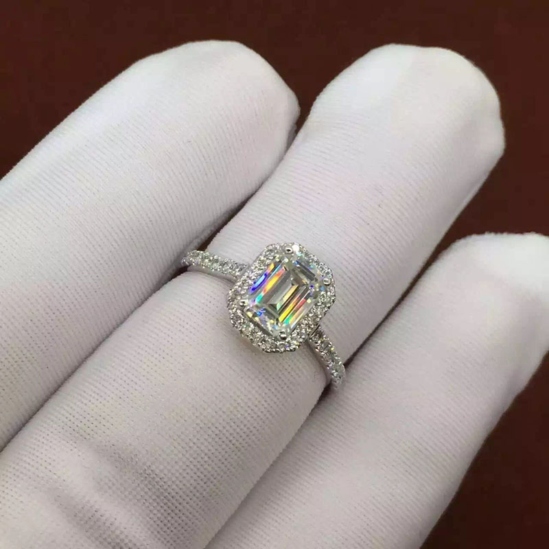 Emerald cut moissanite engagement rings