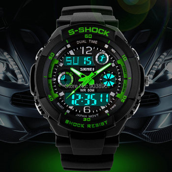 S 2015 новый SKMEI люксового бренда мужчин военные спортивные часы цифровой из светодиодов кварцевые наручные часы каучуковый ремешок relogio masculino