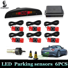New Car LED Parking Sensor Kit 13mm/22mm 6 Sensor Backlight Display Monitor Auto Reverse Backup Radar System Detector