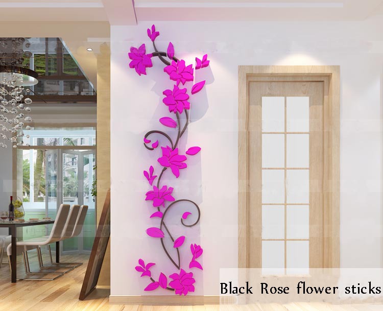 Dark Purple Flower Pattern Art Decal PVC Wall Sticker Bedroom Home Art DIY XJU 