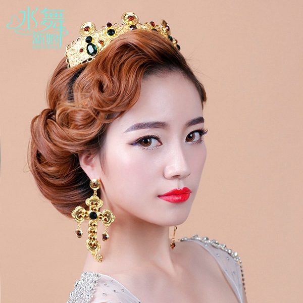 <b>...</b> wedding accessories Earrings Set camera photography <b>Bi Tong</b> Gift Box-in <b>...</b> - Water-Dance-Baroque-style-bridal-crown-tiara-wedding-accessories-Earrings-Set-camera-photography-Bi-Tong-Gift