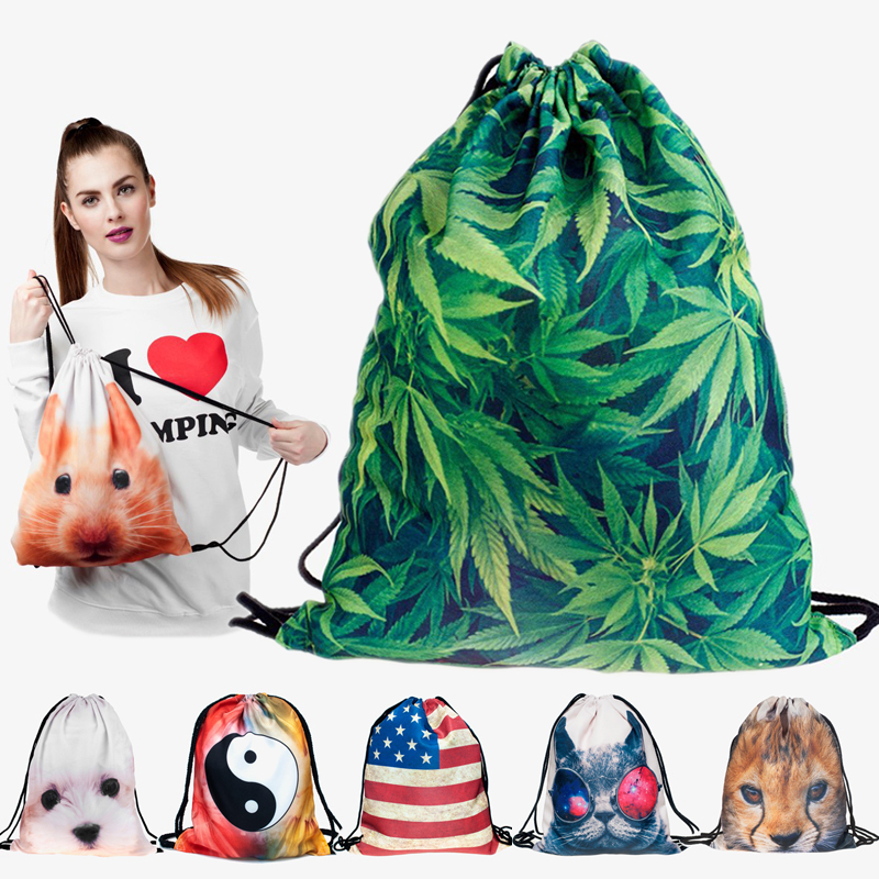 2015 new fashion backpack 3D printing travel softback man women harajuku drawstring bag mens backpacks