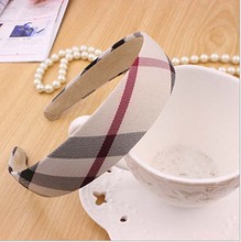 Beige Plaid font b Tartan b font Check Grid Ribbon Headband Hair Hoop Check Hair Accessories
