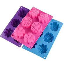 Christmas DIY 6 Hole Flower Shape Silicone Cake Mold Molds Xmas Chocolate Mould Kitchen Accessories Baking Tools