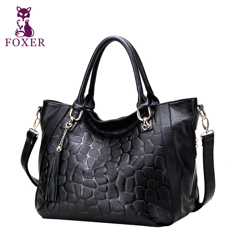 Christmas handbag FOXER genuine leather bags shandbags women famous brand desigual bag ladies tote bolsas femininas