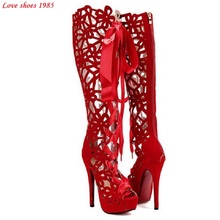 Shoes Woman 14cm High Heels Lace Up Thigh High Boots Sexy Women Boots High Heel Fetish Over Knee Platform Womens Boots Plus Size