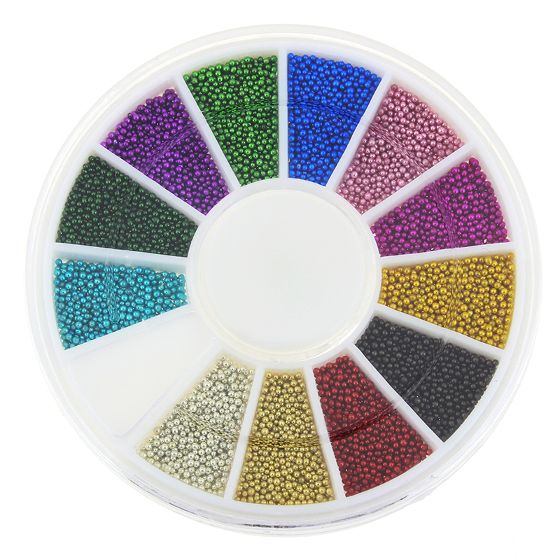 Blueness 12colors Mixed Glitter Beads for 3D Nail Art Jewelry Charms Nails Manicure Decorative Accessories Stud