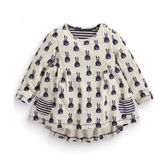 2016 Spring and Autumn new baby long-sleeved clothes fashion long section girl T-shirt Cotton clothes for children